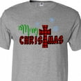 thumbnail image 4 of Inktastic Merry Christmas Buffalo Plaid Cross with Snowflakes T-Shirt, 4 of 5