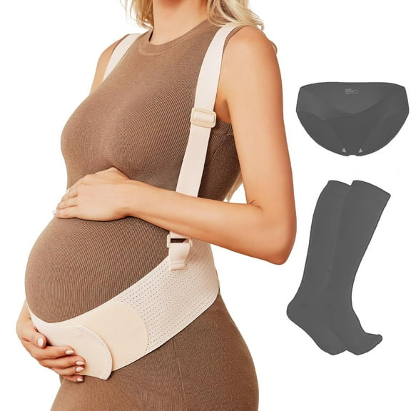 JUNZHIDAO Belly Bands for Pregnant Women, Breathable Pregnancy Belly Support Belt with Adjustable Straps, Back Support, Pelvic Support Belt for Pregnancy (Gray, X-Large)