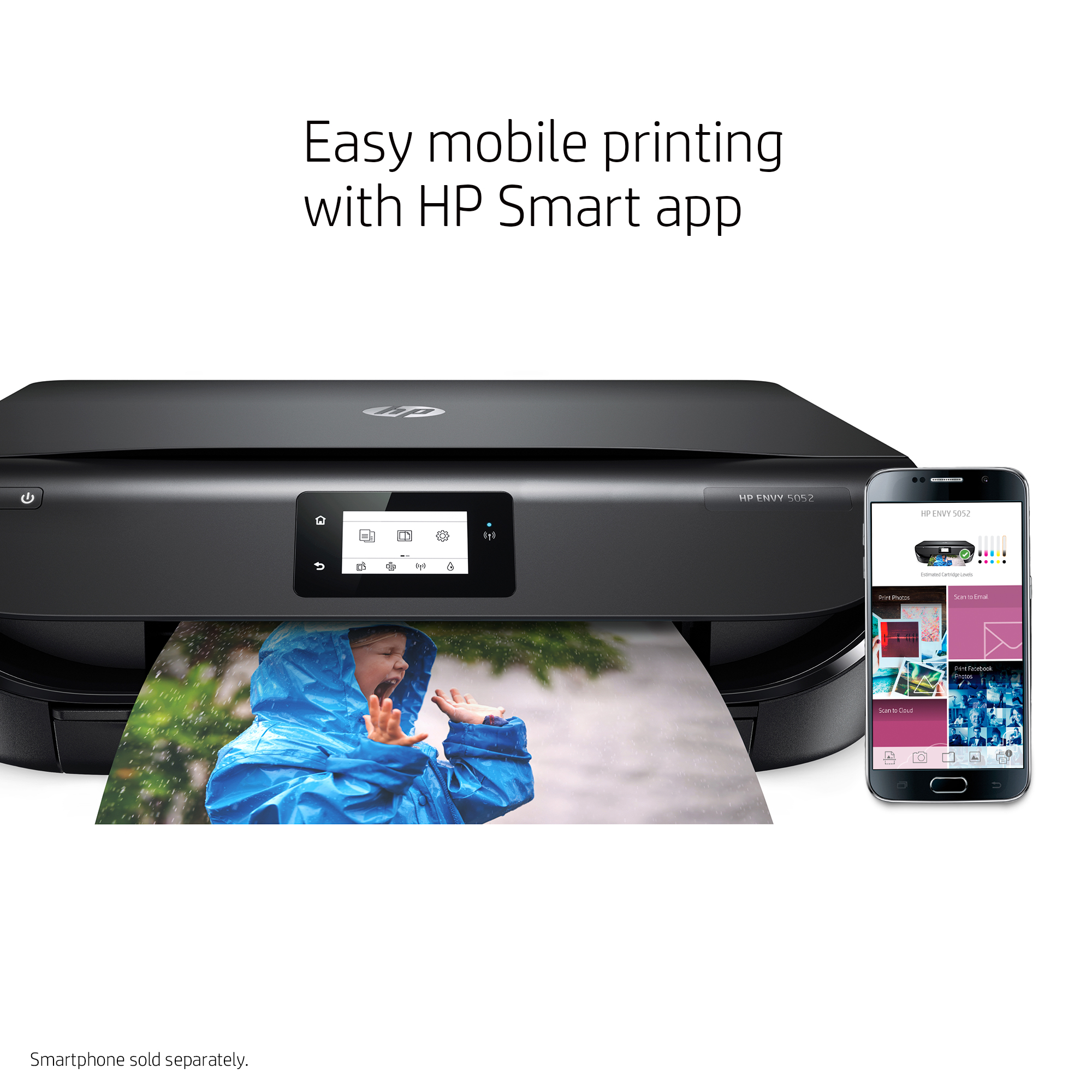 Hp Envy 5052 All-In-One Wireless Color Inkjet Printer (M2U92A) Dual Band Wifi Borderless Photos, Auto 2-Sided Printing, Black - image 5 of 9