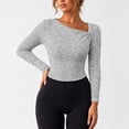 thumbnail image 4 of Womens Fall Long Sleeve Tops Asymmetrical Y2K Slim Fit Cropped Pullover Casual Basic Ribbed Knit Tops Going Out Fall Winter Outfits, 4 of 5