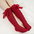 thumbnail image 5 of Tao Tao Newborn Baby Girls socks with bows Autumn Toddler Big Bow Knee High Long Soft Kids Christmas Sock Spanish Style Burgundy 18 Months, 5 of 5