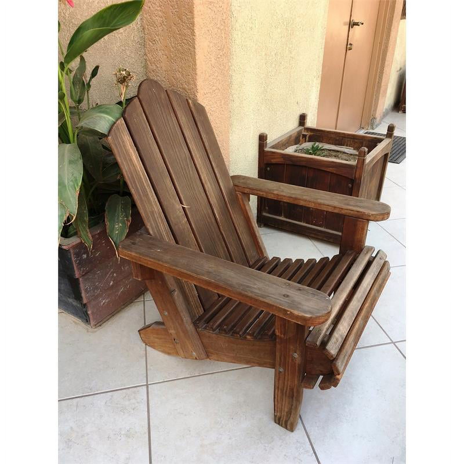 Best Redwood 36" Solid Wood Adirondack Chair in Mission Brown Stain - image 2 of 2