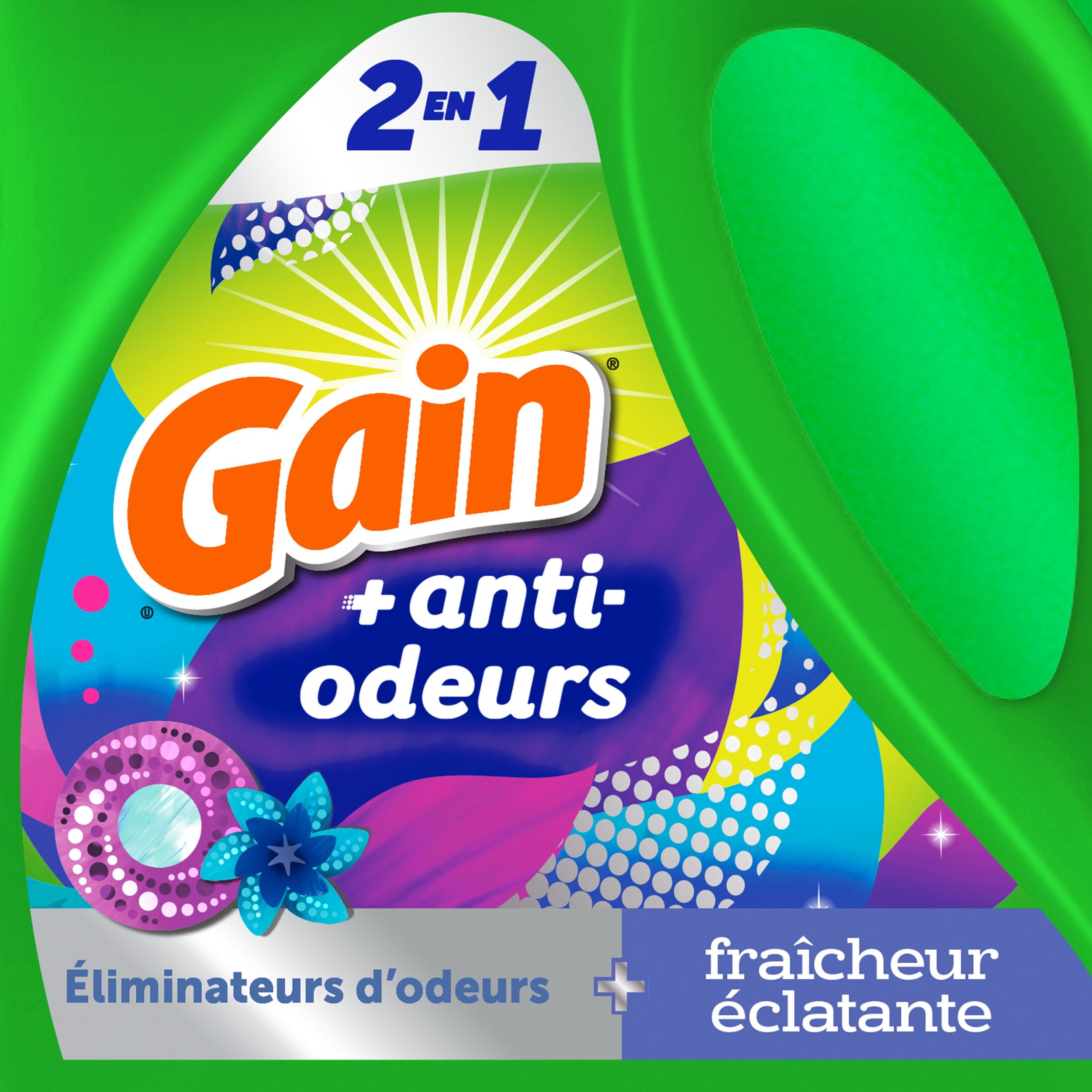 Gain Odour Defense Liquid Laundry Detergent, Super Fresh Blast Scent, 4.2 L, 100 loads, 2 in 1, Laundry Detergent Liquid Soap, HE compatible