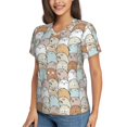 thumbnail image 5 of Yiaed Lovely Bear Print Women's T Shirt V-Neck Short Sleeve Shirt Casual Breathable Tee Summer Tops-X-Large, 5 of 5