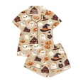 thumbnail image 3 of Summer Sales Under $10 CNJKEHIUV Halloween Pajamas Women Short Sleeve Button Top Matching Shorts 2026 Fall Cute Satin Pumpkin Sleepwear Beige L, 3 of 4