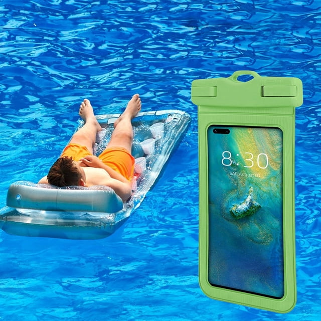 Funda impermeable para teléfono móvil con cordón, fácil de instalar para bucear, bolsa seca para teléfono móvil, protección completa universal para de Verde