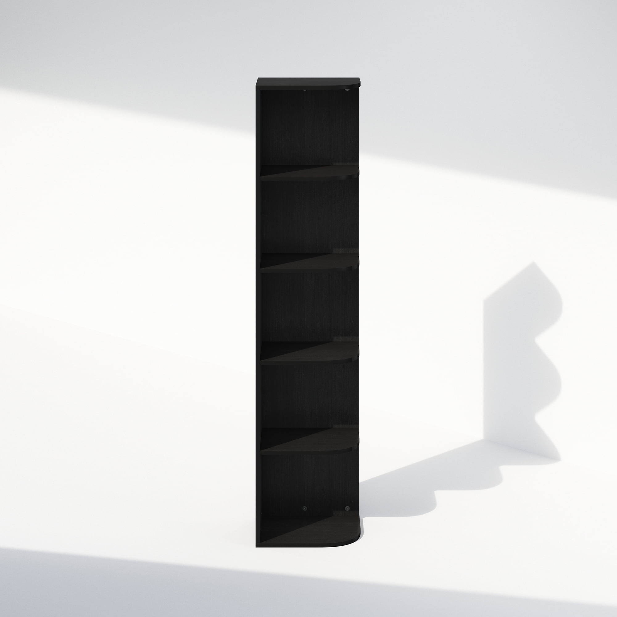Furinno Reed 5-Tier Space Saving Corner Storage Display Shelf, Bookshelf, Blackwood