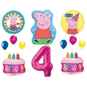 Peppa Pig Balloons 4th Happy Birthday Party Decorations Supplies