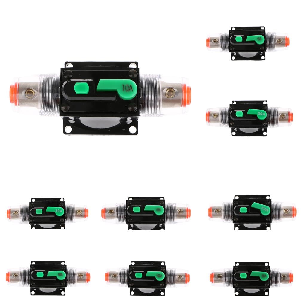 Wzmzjy 12V-32V DC 10 Amp Car Audio Inline Circuit Breaker Reset Fuse Holder for Stereo