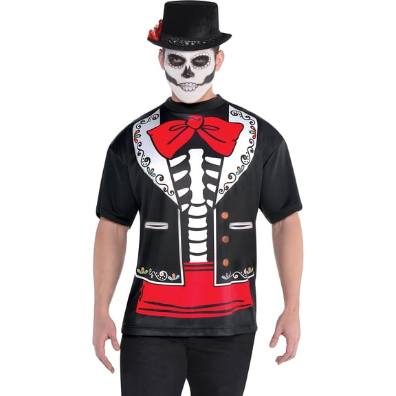 AMSCAN Day of the Dead T-shirt for Men, One Size