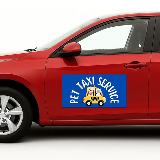 Pet Taxi Service Car Magnet Sign by DC | Flexible Car Magnetic Sheets with Adhesive Backing | 10"x20" Bumper Magnet Sticker for Vehicles, Trucks & Business Advertising Signs | 2 PC | Made in USA
