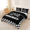 thumbnail image 3 of Castle Fairy Sport Hockey Gamer Duvet Cover Queen, Geometric Checkered Pattern Queen Bedding, Black White,Black Reversible,3-Piece,1 Duvet Cover and 2 Pillowcases, 3 of 6