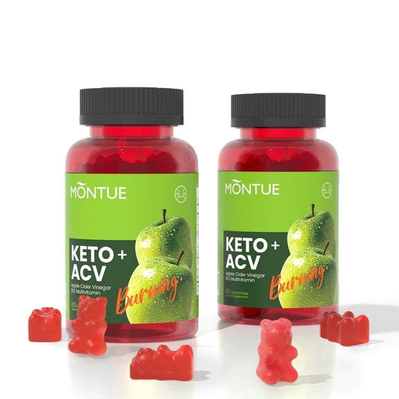 Montue Apple Cider Vinegar Gummies Sugar Free B12 Multivitamin Non-GMO Vegetarian Gluten-Free Apple Flavor Unisex 60 Count