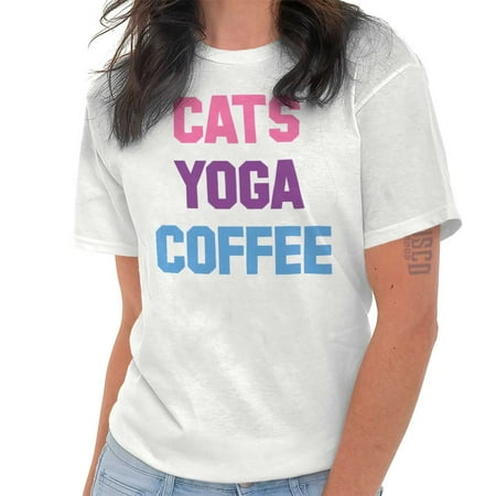 Brisco Brands Cats Yoga Coffee Zen Namaste Lady Short Sleeve T