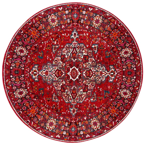 SAFAVIEH Vintage Hamadan Cathleen Oriental Area Rug, Red/Multi, 3' x 3' Round