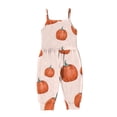 thumbnail image 2 of Toddler Baby Girls Jumpsuits Halloween Costume Cute Printing Strappy Infant Casual Loose Sleeveless Romper Pants with Pockets Orange qILAKOG 1-2 Years, 2 of 6