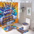 thumbnail image 1 of Nerf-theme 4-Piece Shower Curtain Set with Rugs, Waterproof Bathroom Decor Set Includes Bath Mat, U-Shaped Rug, Toilet Lid Cover and Curtain with Hooks, 1 of 6