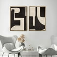 thumbnail image 4 of IDEA4WALL Framed Canvas Print Wall Art Set Black & Beige Geometric Paint Stroke Modern Art Abstract Wall Decoration Bohemian Minimal Artwork for Living Room, Bedroom, Office - 16"x24"x2 Natural, 4 of 5