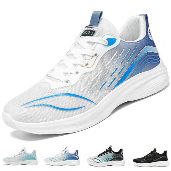 CHICVOMEY Men's Sneakers Breathable Mesh Walking Shoes Lightweight Fashion Sneakers with Shock-Absorbing & Non-Slip Sole for Casual Work Travel Sneakers