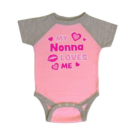 

Inktastic Valentine s Day My Nonna Loves Me Hearts and Lips Gift Baby Boy or Baby Girl Bodysuit