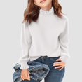 thumbnail image 2 of Staki Girls' Sweaters Sweaters for Girls Knit Textured Long Sleeve Crew Neck Soft Pullover Sweater Solid Tops(6-7 Years,White), 2 of 7