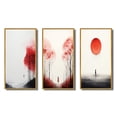 thumbnail image 2 of Designart "Minimal Serenity Moonlit Wanderings II" Abstract Landscape Framed Wall Art Set Of 3 - Red Abstract Landscapes Frame Canvas Set For Living Room Decor, 2 of 6