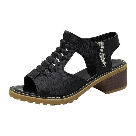 

YanHoo Clearance Booties Sandals for Women - Peep Toe Low Block Heel Flat Sandals Casual Fisherman Sandal with Open Toe Slingback Gladiator Sandals