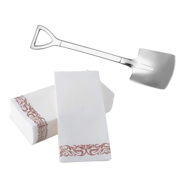 Cuchara de acero inoxidable para mezclar café, helado, batidos, aperitivos y utensilios de cocina. Papel de oro rosa cuadrado plateado