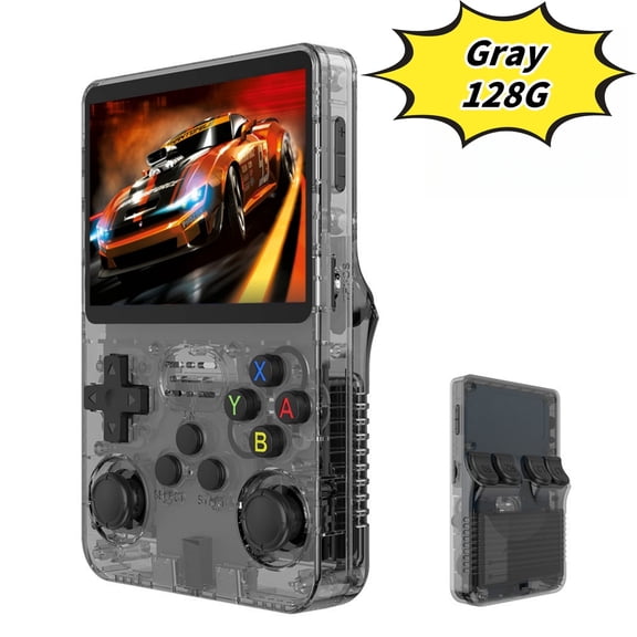 R36S open source handheld game console, large screen, large memory, large battery,Gray ,128G