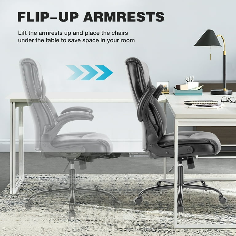 Ergonomic Executive Office Chair with High Back Flip Up Armrests