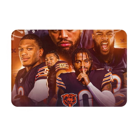 Chicago Football Team Thick Flannel Floor Mat, Non-Skid Dirt Trapper, All-Purpose Indoor Mat for Kitchen, Entryway & Bathroom Mat214