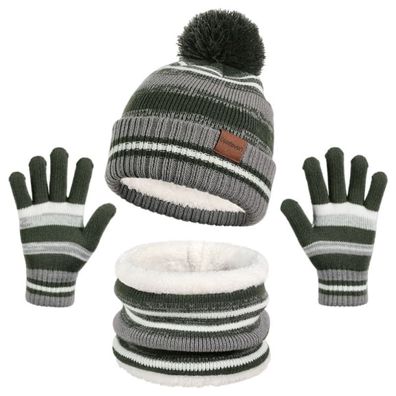 AXKIIN Kids Winter Gloves, Warm-Keeping Set for Children, Suitable Kids for 6 - 10 Years Old. Green