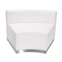 Flash Furniture HERCULES Alon Series Melrose White LeatherSoft Concave Chair with Brushed Stainless Steel Base