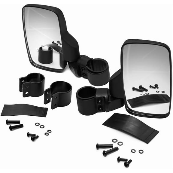 Fuel Rider UTV Rear View Side Mirrors - Shatter-Proof, Adjustable, Universal Fit 1.6" - 2" Roll Cage Bar - High Impact Tempered Glass