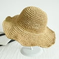 thumbnail image 3 of Cheers.US Women Girls Wide Brim Straw Hat Foldable Roll up Sunshade Packable Solid Color Sun Hat Cap for Summer, 3 of 7