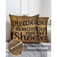 thumbnail image 3 of Waterproof Outdoor Throw Pillows with Inserts 16"x16" Set of 2, Please Remove Your Shoes Soft Decorative Pillowcases for Couch Bedroom, Farmhouse Brown Wooden Grain Pillow Covers for Sofa Living Room, 3 of 8