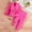 Hot Pink, variant on Juslio Girls Pants Solid Casual Sleeved Knot Mesh Sleeve Suit Two-piece Set Sleeved Lapel Set Blue
