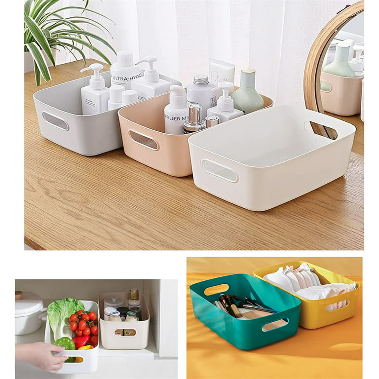 Casewin 4Pcs Plastic Storage Boxes, Yellow Storage Baskets, 24.5