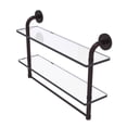 thumbnail image 2 of Remi Collection Two Tiered Glass Shelf with Integrated Towel Bar - Unlacquered Brass / 22 Inch, 2 of 4