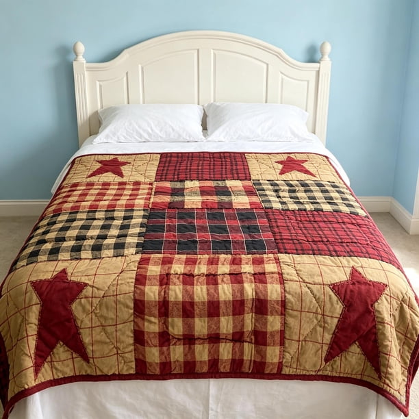 Independence Day Star Plaid Print Flannel Blanket
