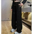 thumbnail image 6 of dazeni Cargo Pants for Girl Teen Baggy Parachute Trouser with Pocket Tween Wide Leg Y2K Sweatpant Hip Hop Dance Jogger Open Bottom Black, 6 of 7