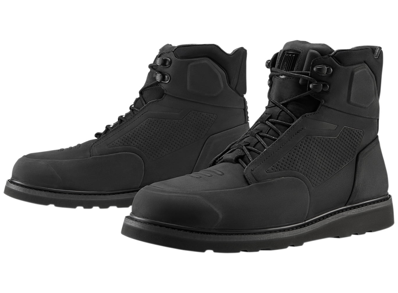 Mens Leather Motorcycle Boots Black 