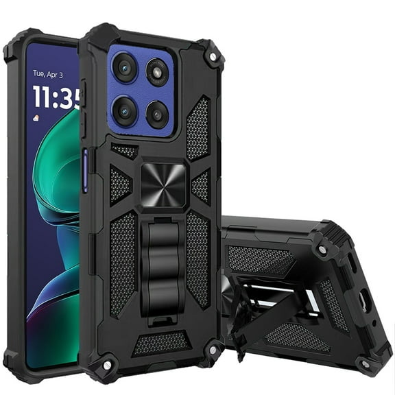 For Moto G Stylus 5G 2026/2025 Machine Design Hybrid with Kickstand - Black