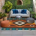 thumbnail image 2 of Aztec Southwest Outdoor Rug for Patio/Deck/Porch, Non-Slip Large Area Rug 6 x 9 Ft, Orange Red Geometric Tribe Vintage Indoor Outdoor Rugs Washable Area Rugs, Reversible Camping Rug Carpet Runner, 2 of 8