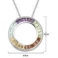 thumbnail image 2 of Sterling Silver Platinum Plated Semi-Precious rainbow set Pendant Necklace 18", 2 of 2