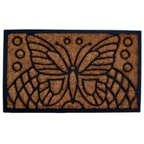 HomeRoots 572175 18 x 30 in. Beige & Black Rubber & Coir Outdoor Door Mat