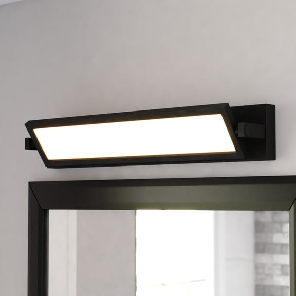 Fremont 27 in. Integrated LED Black Bathroom Vanity Wall Light with Rotating Light