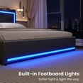 King Size Bed Frame with Storage Drawers & LED Lights Headboard, Faux