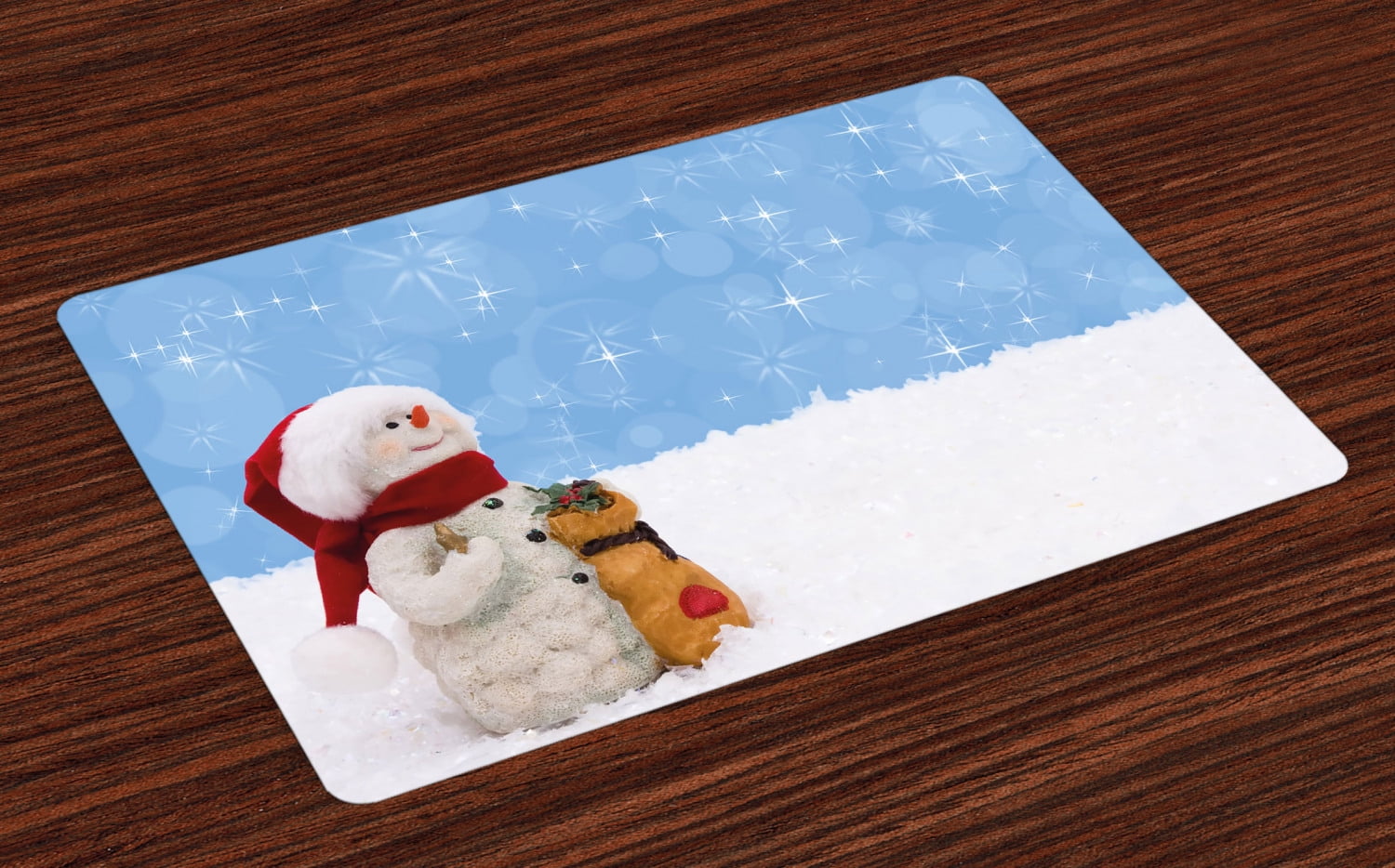 Snowman Placemats Set of 4 Winter Time Theme Cute Snowman with