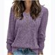 thumbnail image 1 of Suéter de cuello redondo para mujer, informal, liso, de invierno, de manga larga, con botones, de punto cepillado, holgado, para mujer, 1 of 7
